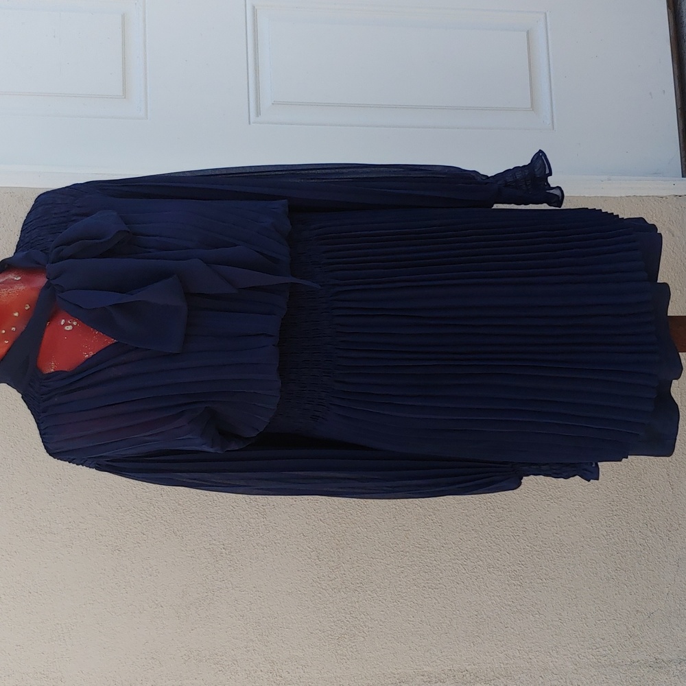 Banana Republic Women's Navy Pleaded Dress -Medium